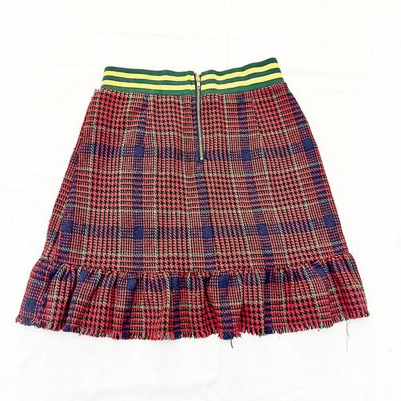 JOA Banded Ruffled Hem Detail Short Patterned Tartan Plaid Skirt Size Small - Picture 2 of 5